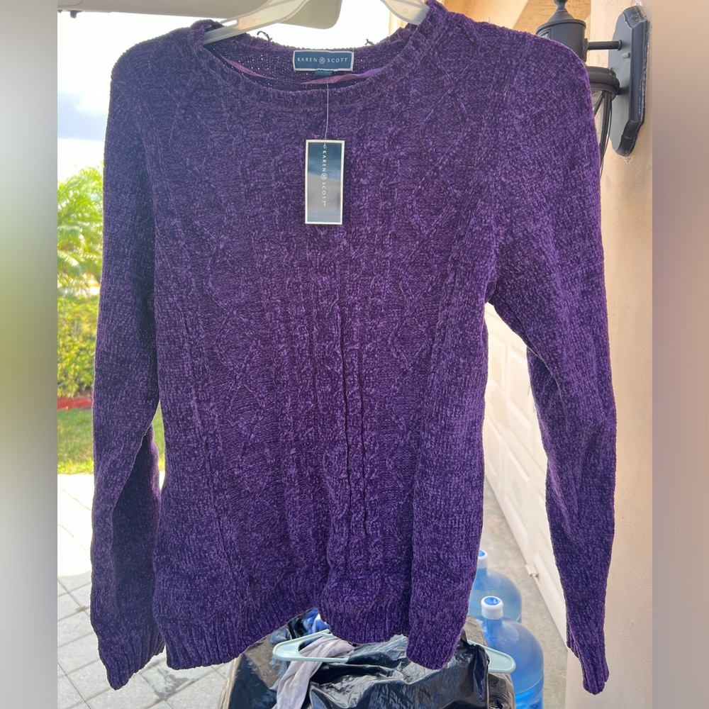 Karen Scott Chenille Sweater with tags size xxl purple